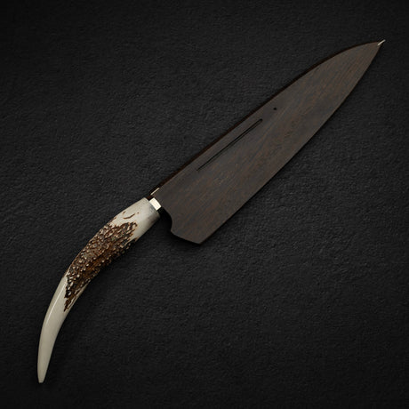 Hatsukokoro Shinkiro Aogami Super Gyuto 240mm Damascus Kurouchi Stag Handle