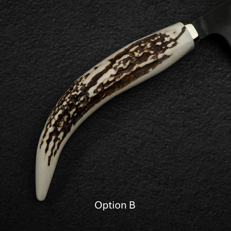 Hatsukokoro Shinkiro Aogami Super Gyuto 240mm Damascus Kurouchi Stag Handle