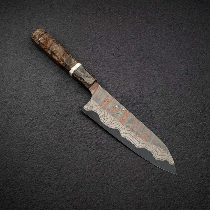 하츠코코로 x 니가라 이로도리 청2강 레인보우 다마스커스 산토쿠(다용도칼) 180mm