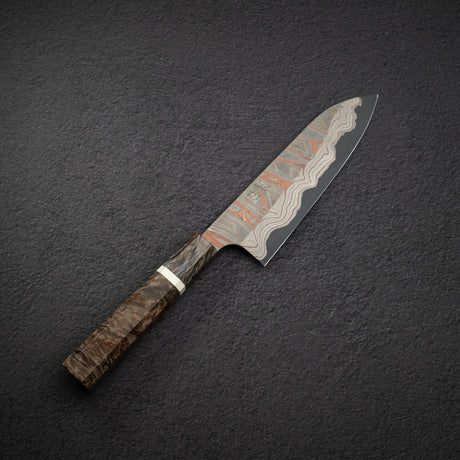하츠코코로 x 니가라 이로도리 청2강 레인보우 다마스커스 산토쿠(다용도칼) 180mm