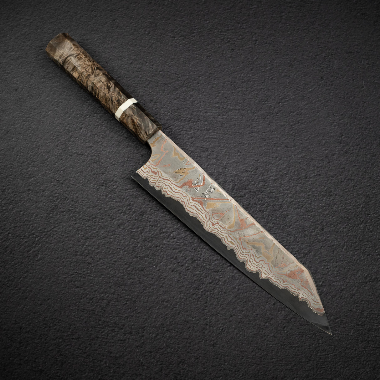 하츠코코로 x 니가라 이로도리 청2강 레인보우 다마스커스 K팁 규토(셰프나이프) 240mm