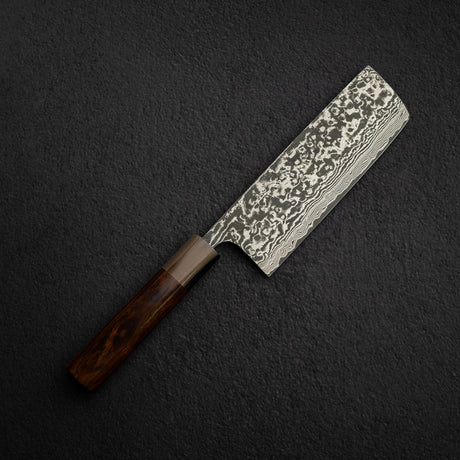 Takeshi Saji SG2 Black Damascus Nakiri 180mm Ironwood Handle Wenge Saya