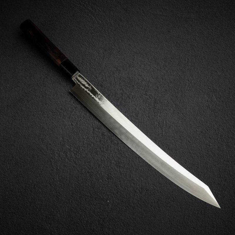 하츠코코로 x 시미즈 은삼강 다마스커스 K팁 오오조리 야나기바(사시미칼) 330mm