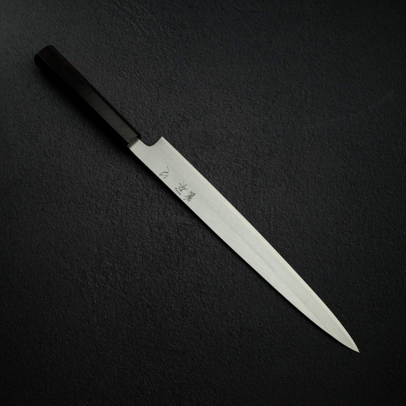 하츠코코로 x 묘진 시라사기 백2강 좌손용 야나기바(사시미칼) 300mm