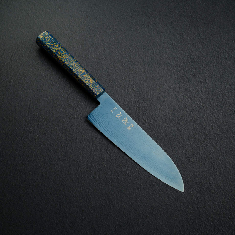 하츠코코로 류효 SG2 다마스커스 블루 산토쿠(다용도칼) 180mm 우루시 핸들