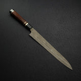 Nigara Ginsan Kurozome Damascus Sujihiki 300mm Triple Spacer Amboyna Handle w Saya