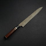 Nigara Ginsan Kurozome Damascus Sujihiki 300mm Triple Spacer Amboyna Handle w Saya
