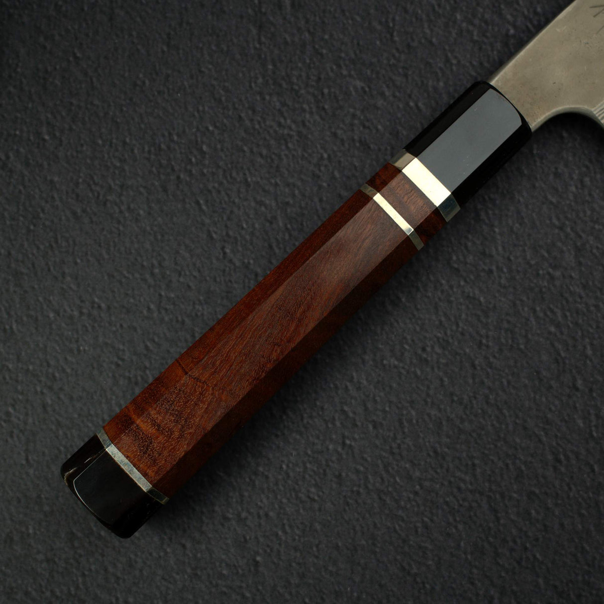 Nigara Ginsan Kurozome Damascus Sujihiki 300mm Triple Spacer Amboyna Handle w Saya