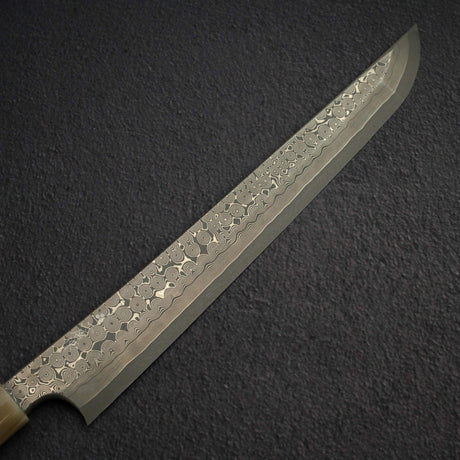 Nigara Anmon Ginsan Damascus Sakimaru Takobiki 300 mm with Heart Shape Handle