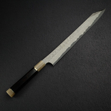 Nigara Anmon Kurozome Blue 2 Damascus Kiritsuke Yanagiba 330mm