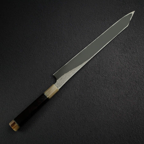 Nigara Anmon Kurozome Blue 2 Damascus Kiritsuke Yanagiba 330mm