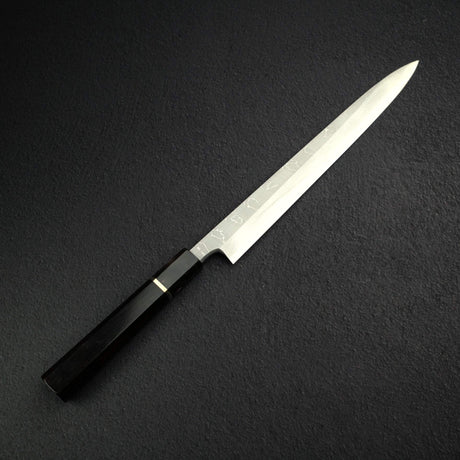 Takahiro Nihei Hyomon White 2 Damascus Yanagiba 270mm w/ Saya, exclusive to K&S