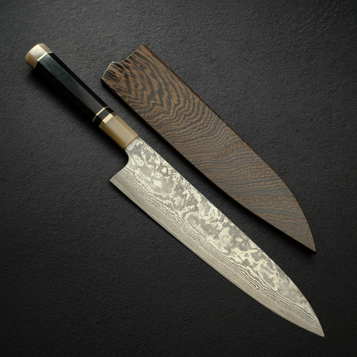 카모 시로 하모노 SG2/R2 블랙 다마스커스 규토(셰프나이프) 270mm 사야 포함