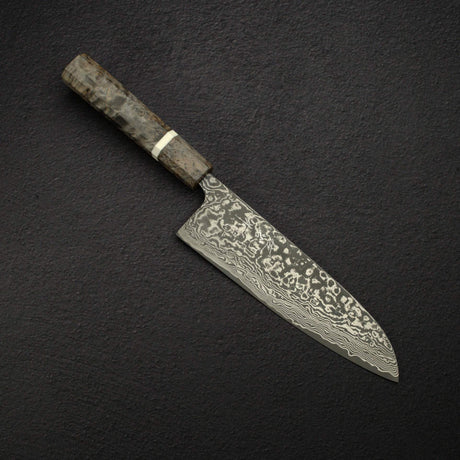 Takeshi Saji SG2 Black Damascus Santoku 180mm Birchwood Handle