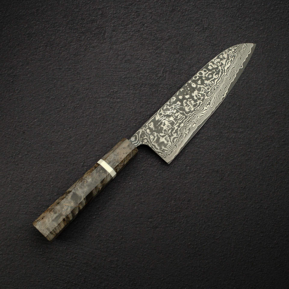 사지 타케시 SG2 블랙 다마스커스 산토쿠(다용도칼) 180mm 자작나무 핸들