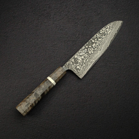 Takeshi Saji SG2 Black Damascus Santoku 180mm Birchwood Handle