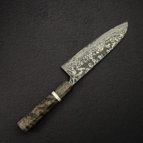 Takeshi Saji SG2 Black Damascus Santoku 180mm Birchwood Handle