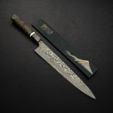 Takeshi Saji SG2 Black Damascus Sujihiki 270mm Birchwood Handle w/ Guard