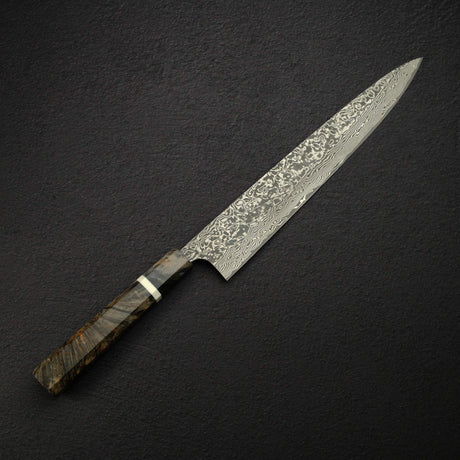 Takeshi Saji SG2 Black Damascus Sujihiki 270mm Birchwood Handle w/ Guard