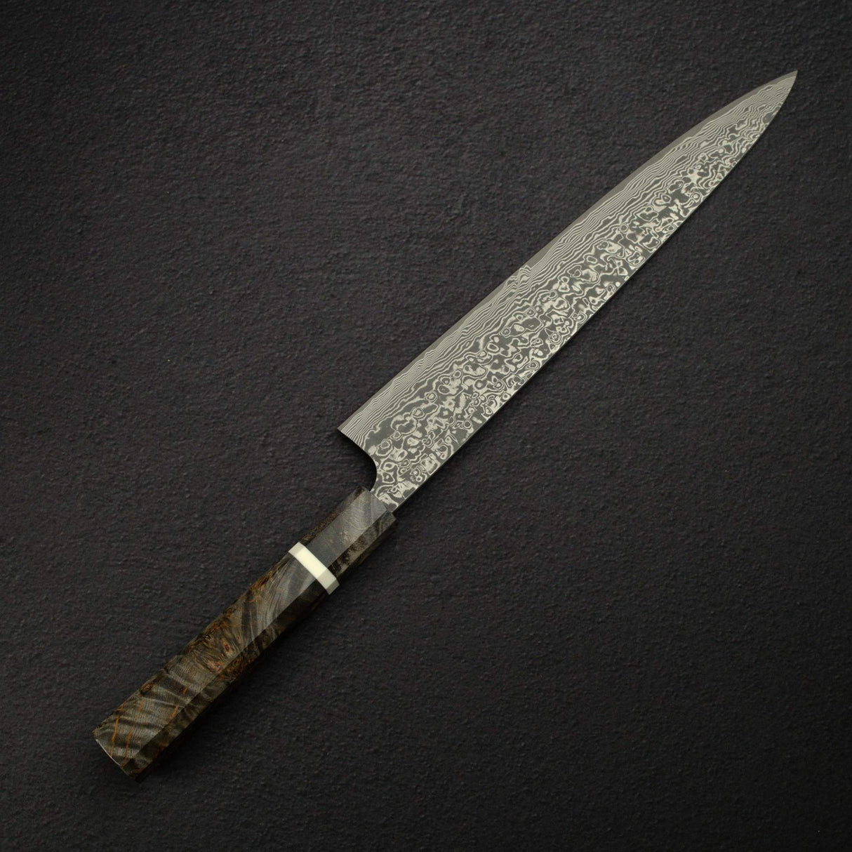 Takeshi Saji SG2 Black Damascus Sujihiki 270mm Birchwood Handle w/ Guard