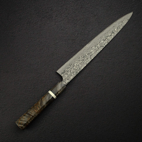 Takeshi Saji SG2 Black Damascus Sujihiki 270mm Birchwood Handle w/ Guard