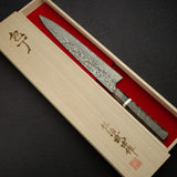 Takeshi Saji SG2 Black Damascus Sujihiki 270mm Birchwood Handle w/ Guard