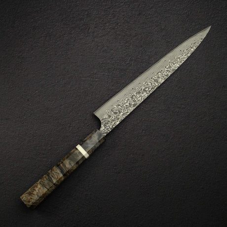 Takeshi Saji SG2 Black Damascus Sujihiki 240mm Birchwood Handle