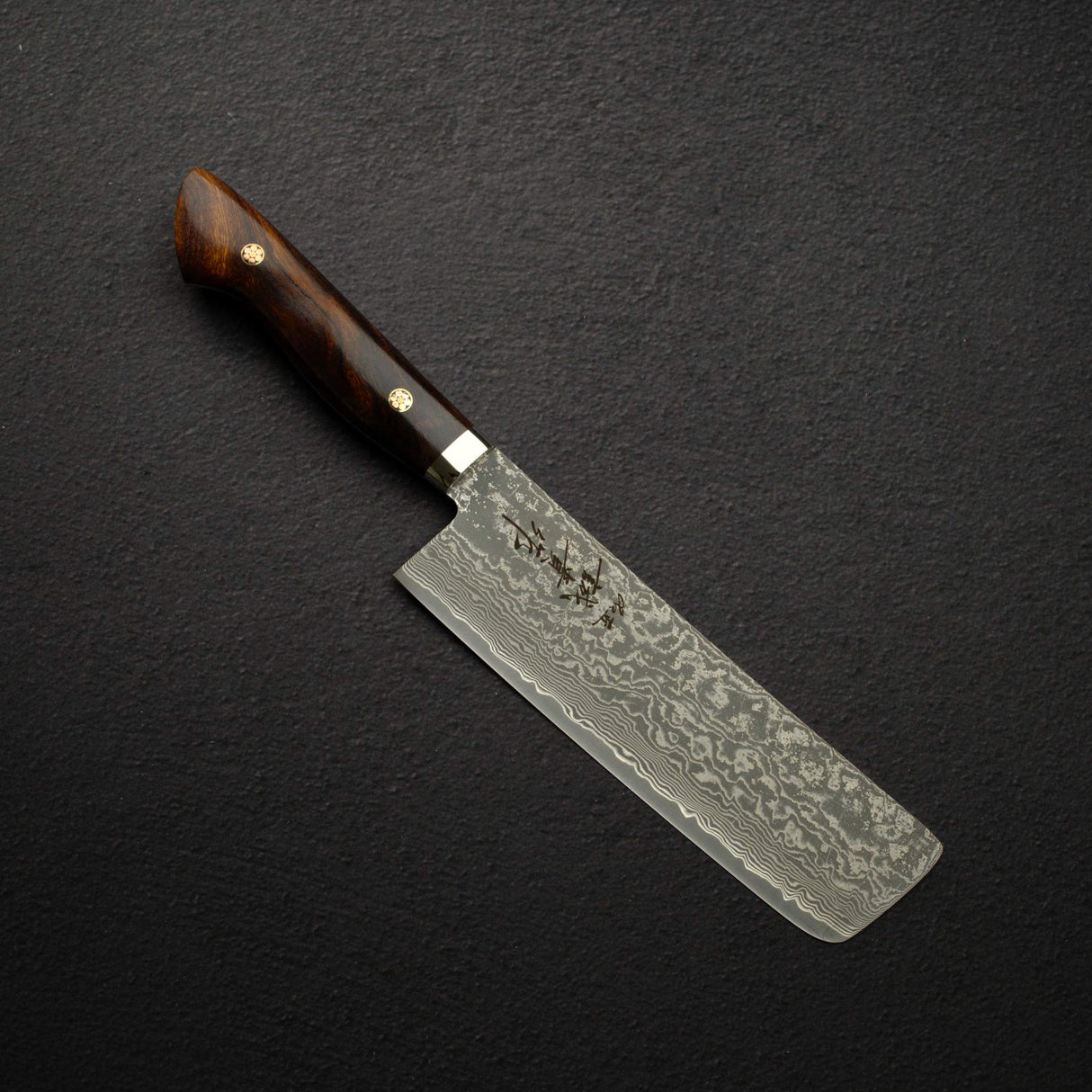 Tanaka R2 Etched Black Damascus Nakiri 165mm Ironwood Handle