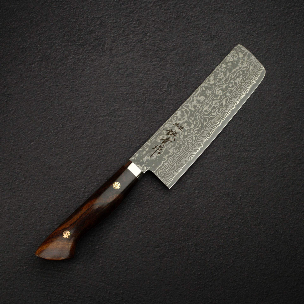 Tanaka R2 Etched Black Damascus Nakiri 165mm Ironwood Handle