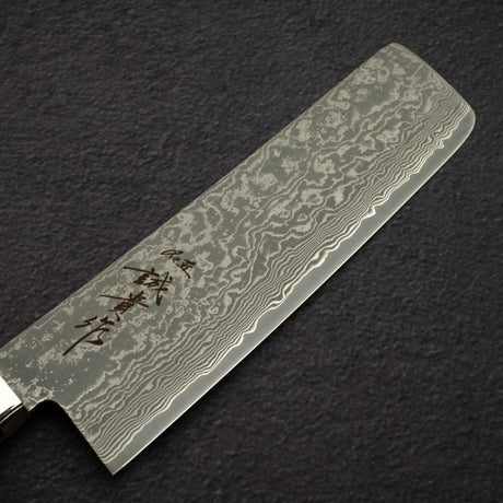 Tanaka R2 Etched Black Damascus Nakiri 165mm Ironwood Handle