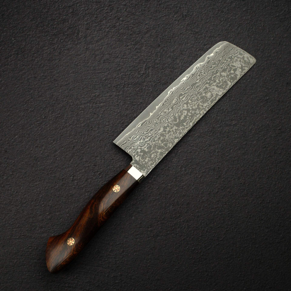 Tanaka R2 Etched Black Damascus Nakiri 165mm Ironwood Handle