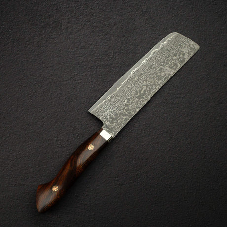 Tanaka R2 Etched Black Damascus Nakiri 165mm Ironwood Handle