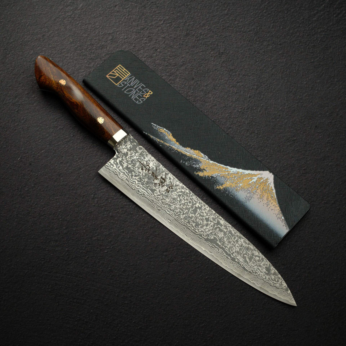 타나카 벤카마 R2 다마스커스 규토(셰프나이프) 240mm 아이언우드 웨스턴핸들 가드 포함