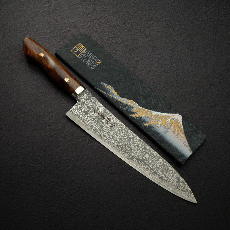 타나카 벤카마 R2 다마스커스 규토(셰프나이프) 240mm 아이언우드 웨스턴핸들 가드 포함