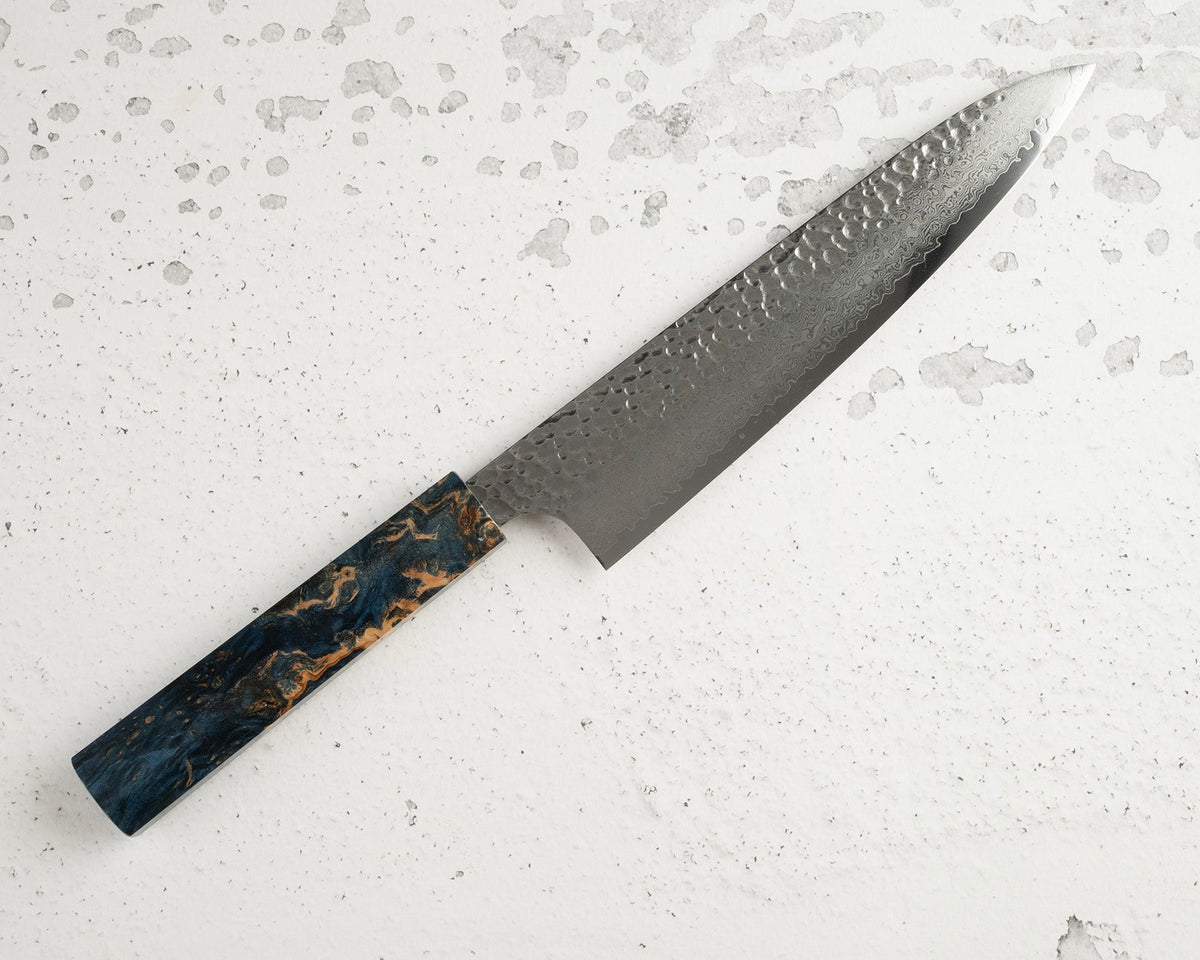 스타리 슬림 팔각형 블루 모노 자작나무 벌 handle mounted on knife