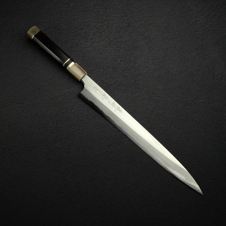 Mazaki Blue 2 Migaki Yanagiba 300mm w/ Triple Spacer Ebony Handle & Saya