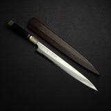 Mazaki Blue 2 Migaki Yanagiba 300mm w/ Triple Spacer Ebony Handle & Saya
