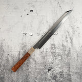 Exotic: Yoshikazu Ikeda Blue #1 Mizu-Honyaki K-tip Yanagiba 300mm with Blood Groove