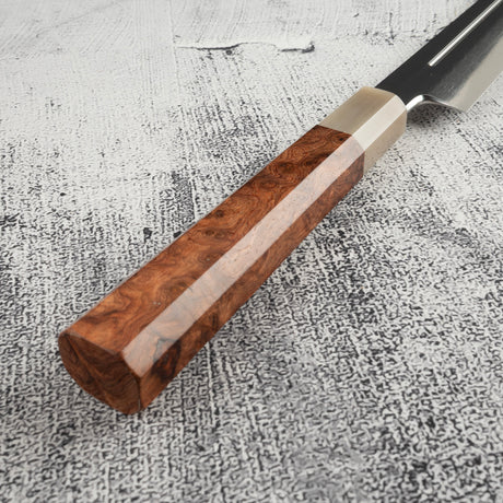 Exotic: Yoshikazu Ikeda Blue #1 Mizu-Honyaki K-tip Yanagiba 300mm with Blood Groove