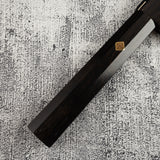 Exotic: Yoshikazu Ikeda Blue #1 Mizu-Honyaki K-tip Yanagiba 300mm with Blood Groove Ebony Set