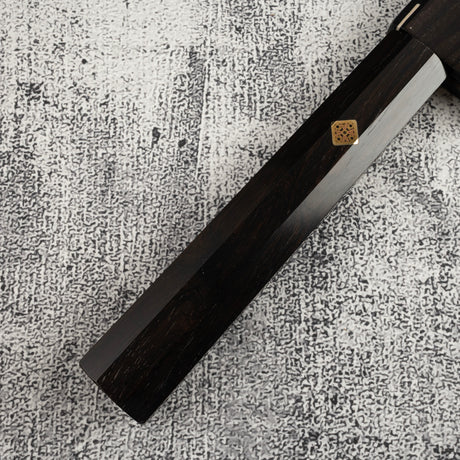 Exotic: Yoshikazu Ikeda Blue #1 Mizu-Honyaki K-tip Yanagiba 300mm with Blood Groove Ebony Set