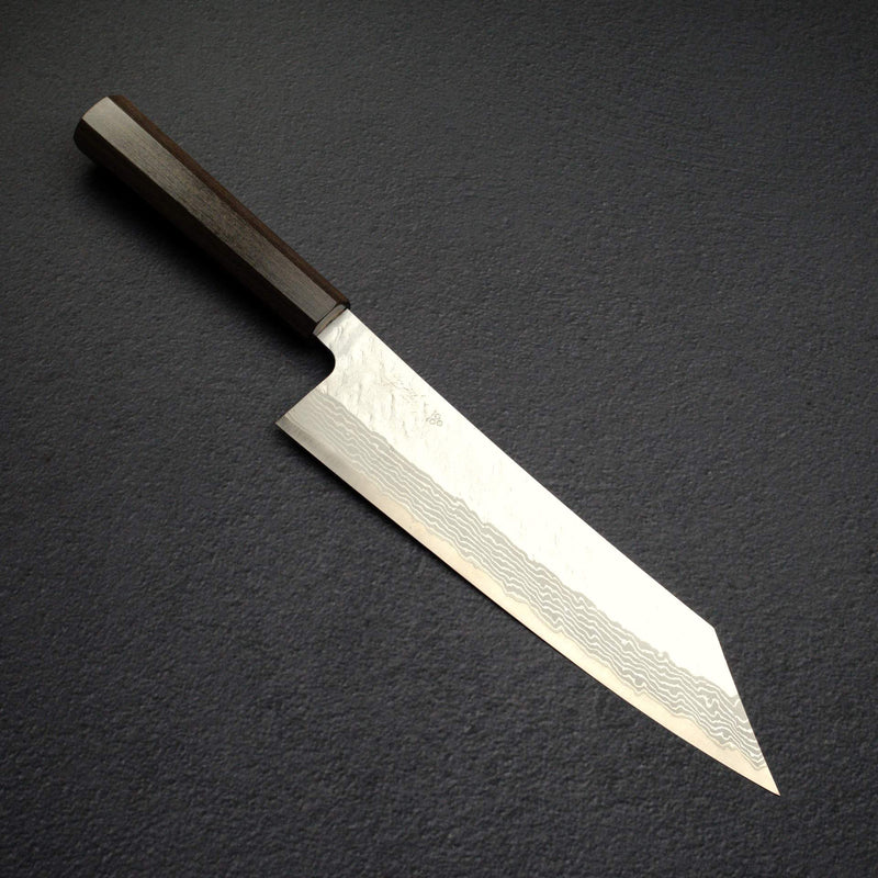 Nigara VG10 Damascus Tsuchime K-tip Gyuto 240mm Black Chacate Handle