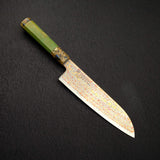 Hatsukokoro Kujaku V-Toku-2 Santoku 180mm Rainbow Damascus Finish