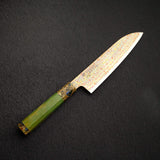 Hatsukokoro Kujaku V-Toku-2 Santoku 180mm Rainbow Damascus Finish
