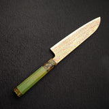 Hatsukokoro Kujaku V-Toku-2 Santoku 180mm Rainbow Damascus Finish