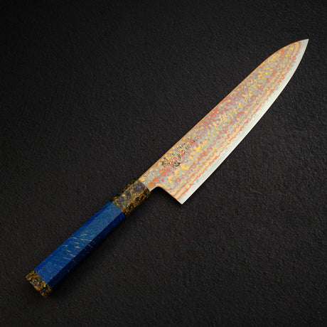 Hatsukokoro Kujaku V-Toku-2 Gyuto 240mm Rainbow Damascus Finish Purple