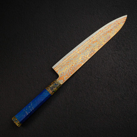 Hatsukokoro Kujaku V-Toku-2 Gyuto 240mm Rainbow Damascus Finish Purple