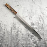Exotic: Yoshikazu Ikeda Blue #1 Mizu-Honyaki Yanagiba 300mm with Blood Groove Black & White Ebony