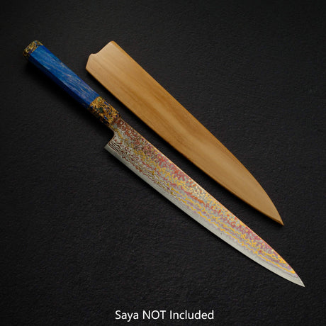 Hatsukokoro Kujaku V-Toku-2 Sujihiki 270mm Rainbow Damascus Finish Purple