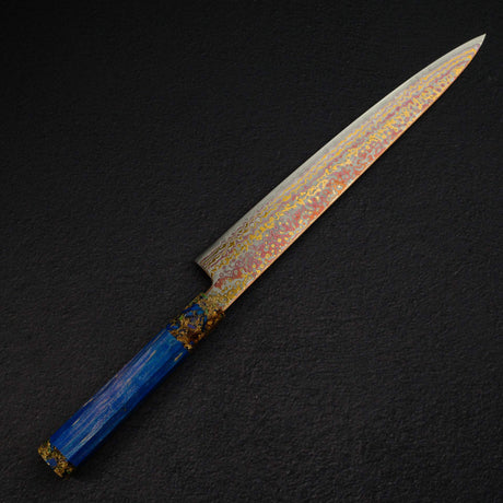 Hatsukokoro Kujaku V-Toku-2 Sujihiki 270mm Rainbow Damascus Finish Purple